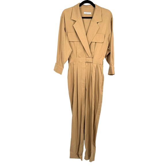 Shona Joy Sara Lapel Boiler Suit Jumpsuit Romper‎ Small Tan Camel Summer - Picture 3 of 8